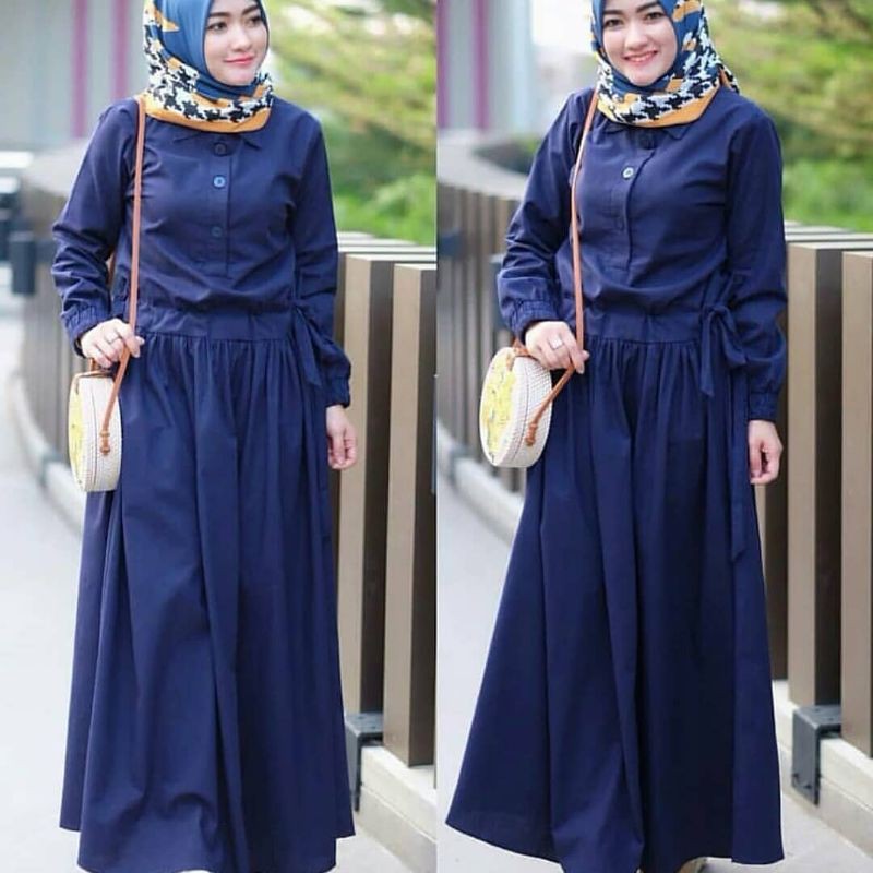 Baju Gamis Syari Sadira Dress Wanita Muslim-Navy