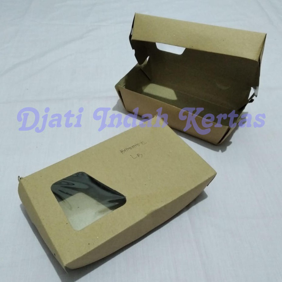 Murah !!!  Paper Lunch Box Eco Take Away (Size XL) / Coklat - Window / Kotak Nasi Kertas isi 50 pcs