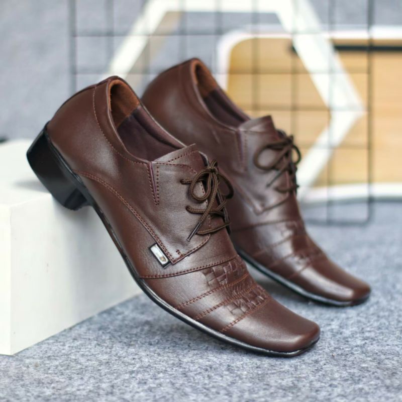 SHAMAK | Sepatu Pria Pantofel Kulit Asli Original Pantipel Kerja Formal Kantor Model Anyam Spatu Original Cowok Murah