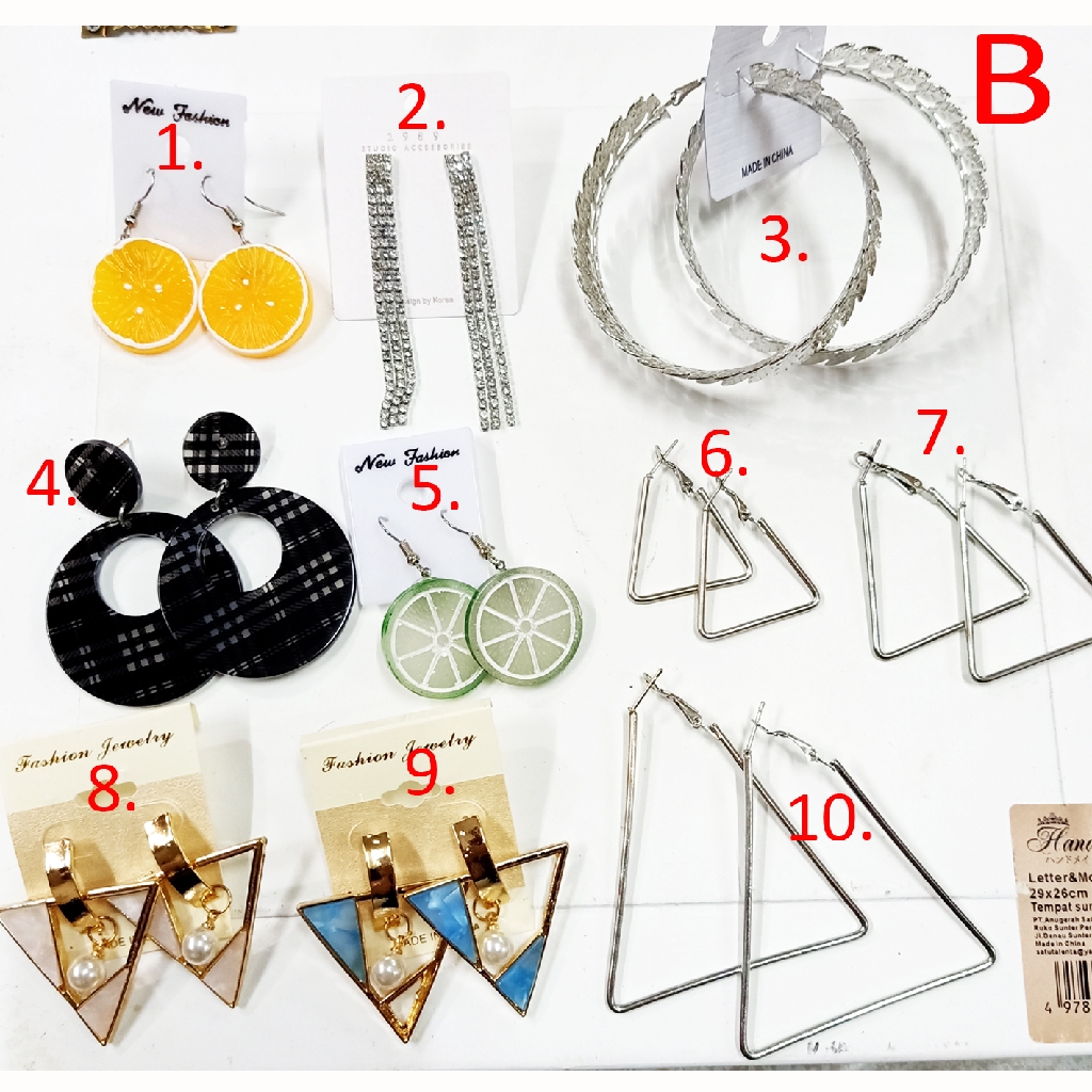 Anting wanita aneka model style korea kekinian bisa untuk hijab simple dan elegan 387