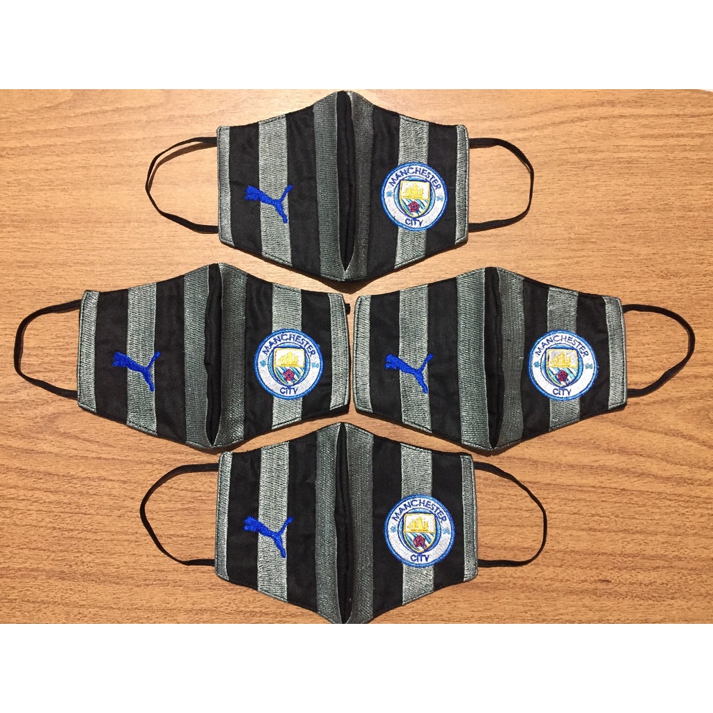 Masker Manchester City (bordir &amp; 3 ply)