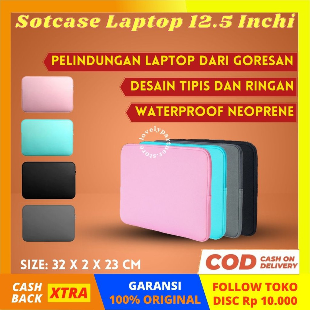 Softcase Laptop Notebook Asus 12 12.5 inchi Murah Zipper Pelindung Leptop Polos Soft Case Anti Gores