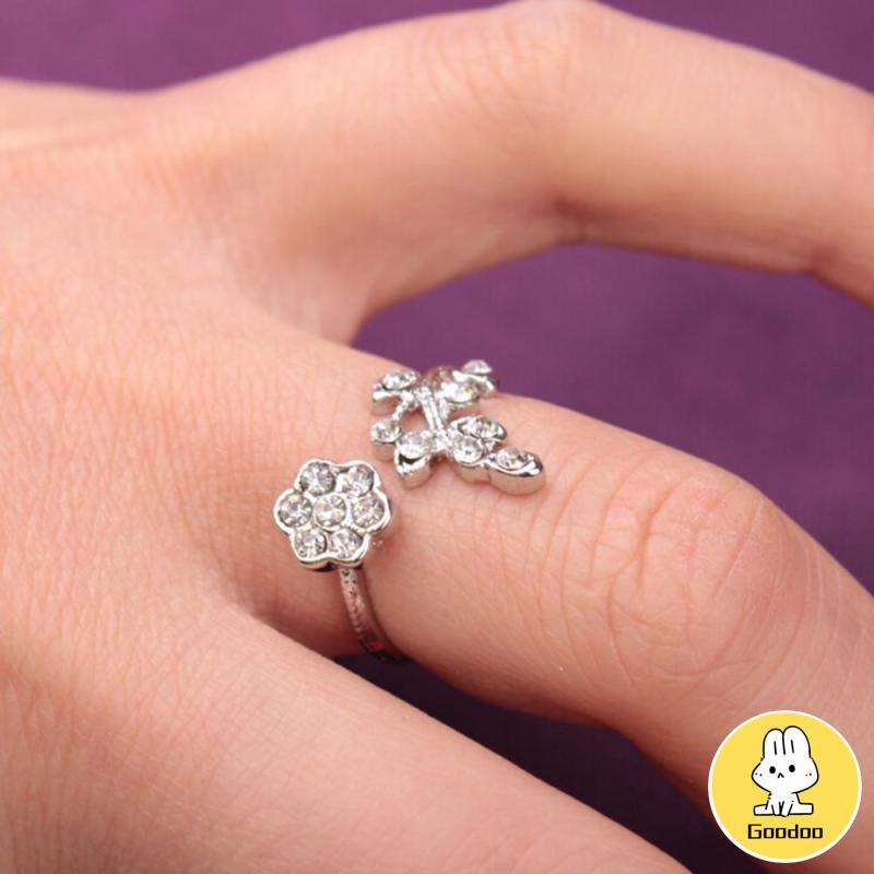 Perhiasan Wanita Cincin Wanita Mini Bisa Disesuaikan Berlapis Emas Model Bunga Untuk Hadiah -Doo