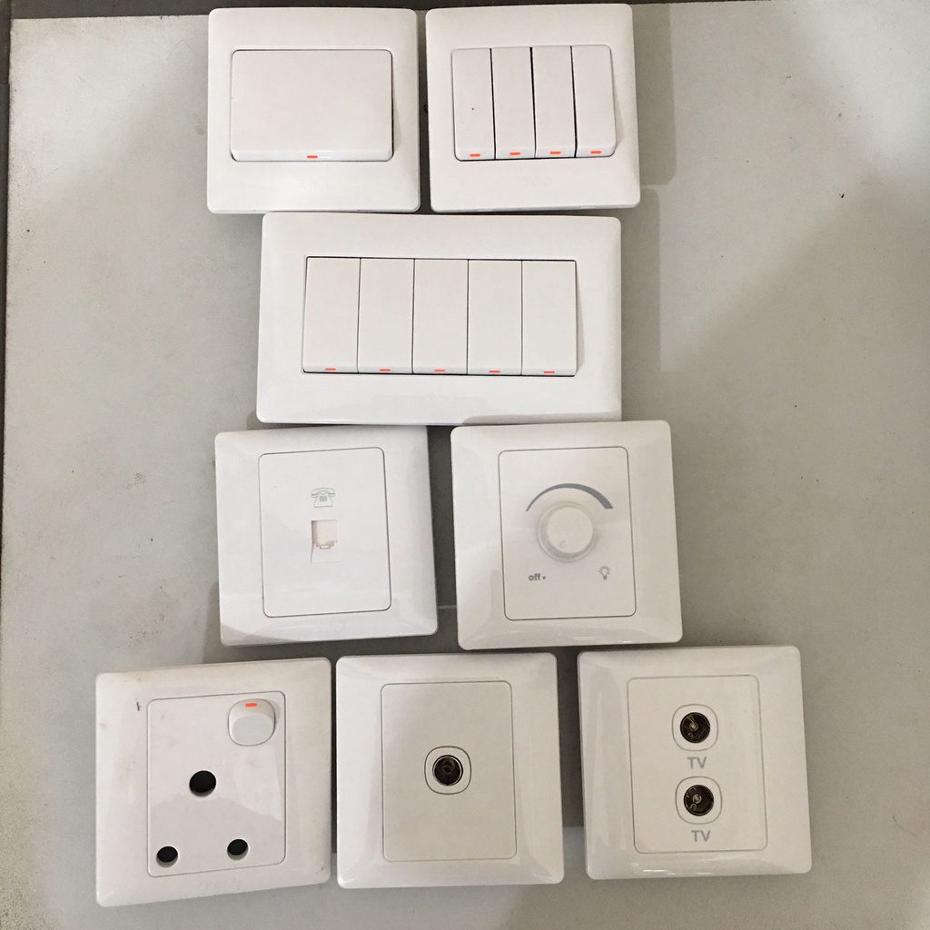 Jual T&J ELECTRIC RADIANCE WHITE SWITCHED SOCKET OUTLET TV TELP DIMMER ...