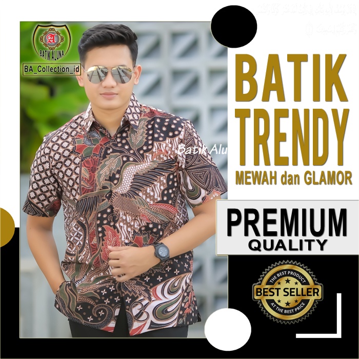 Baju Batik Pria Lengan Pendek Premium Katun Modern Kombinasi Sasirangan Elegan Cowok Puring Kerja Ka