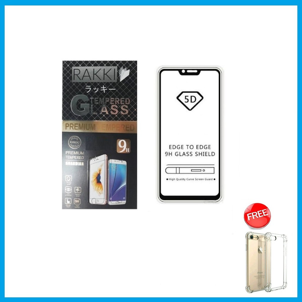 TEMPERED GLASS WARNA OPPO REAL ME C1 5D FULL COVER FREE CASE ANTI CRACK