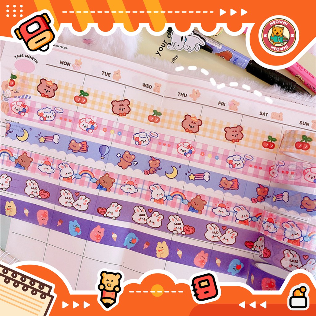 

Washi Tape Motif Kotak Kotak Solatip Karakter Lucu Journal Decor DT0012