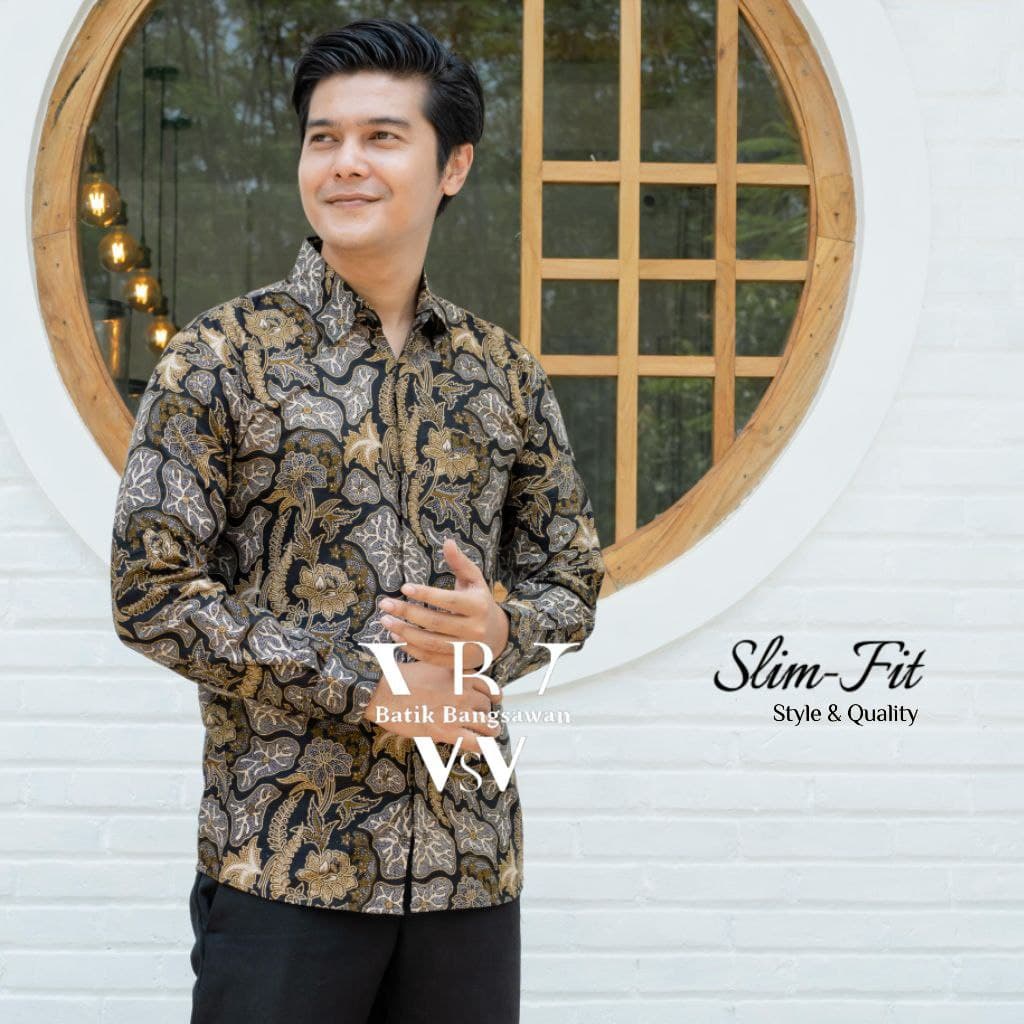 Baju batik slimfit lengan panjang