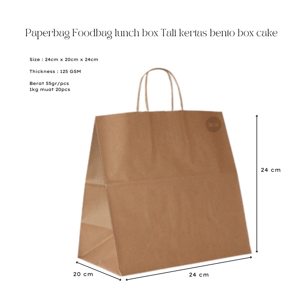 

Paperbag Foodbag lunch box 20x20x28cm 24x20x24 Tali kertas bento box cake