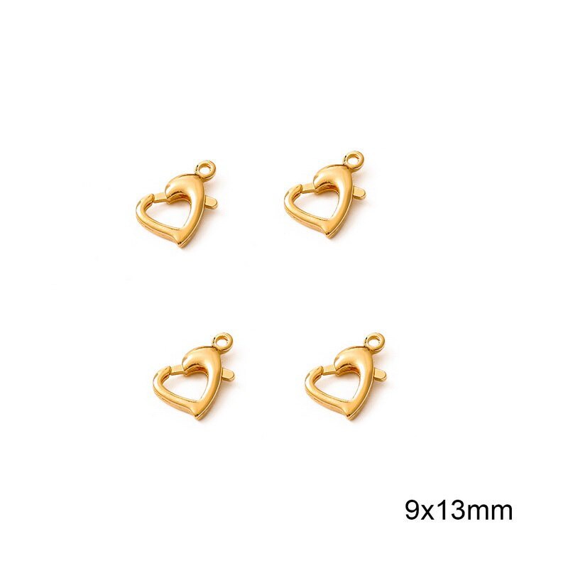 9x13mm18K Gold Plated Heart Shape Lobster Clasp Copper Hooks For DIY Jewelry Making Necklace Bracelet Findings Accessory