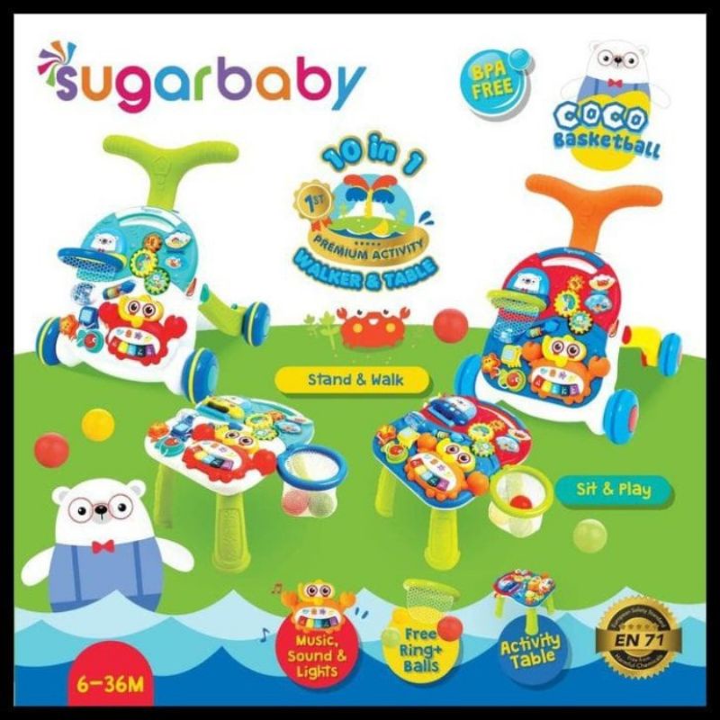 Sugarbaby 10 in 1 Baby Walker and Table Premium Activity Sugar baby