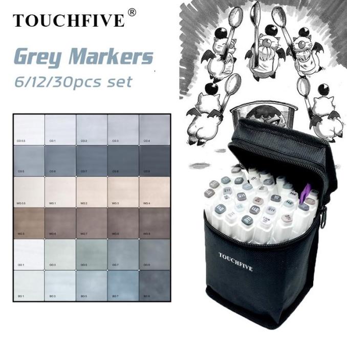 

TouchFive 6 12 30 Warna Sketsa Spidol Umum Gray Colors COPIC Marker 6f