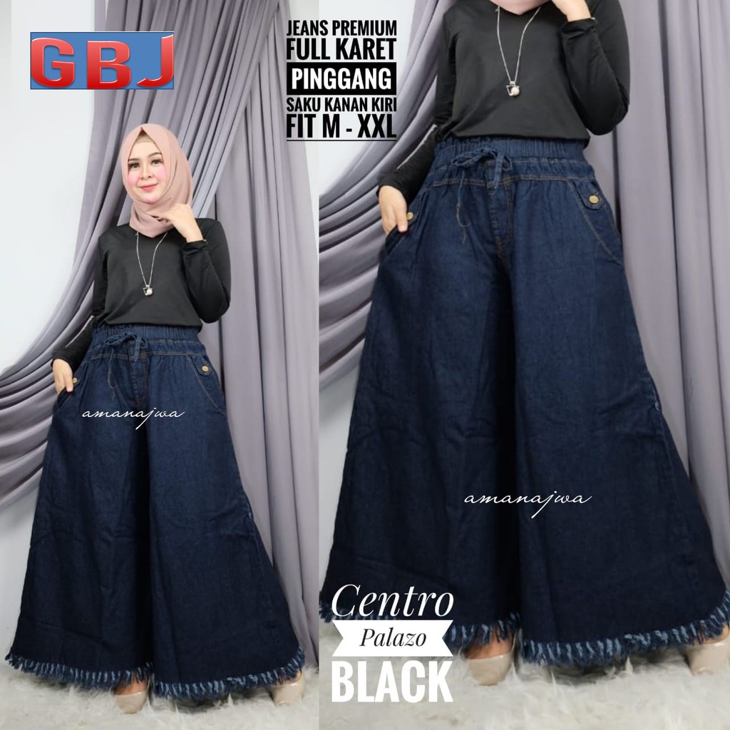 CENTRO Kulot jumbo/Fringe Palazo/kulot jeans murah / celana jumbo rawis