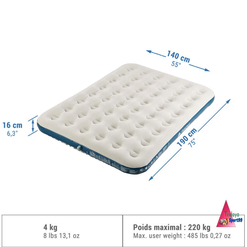 KASUR CAMPING POMPA PRODUK IMPORT MATRAS POMPA MATRAS ANGIN ORIGINAL QUECHUA AIR COMFORT 140 Cm KAP.