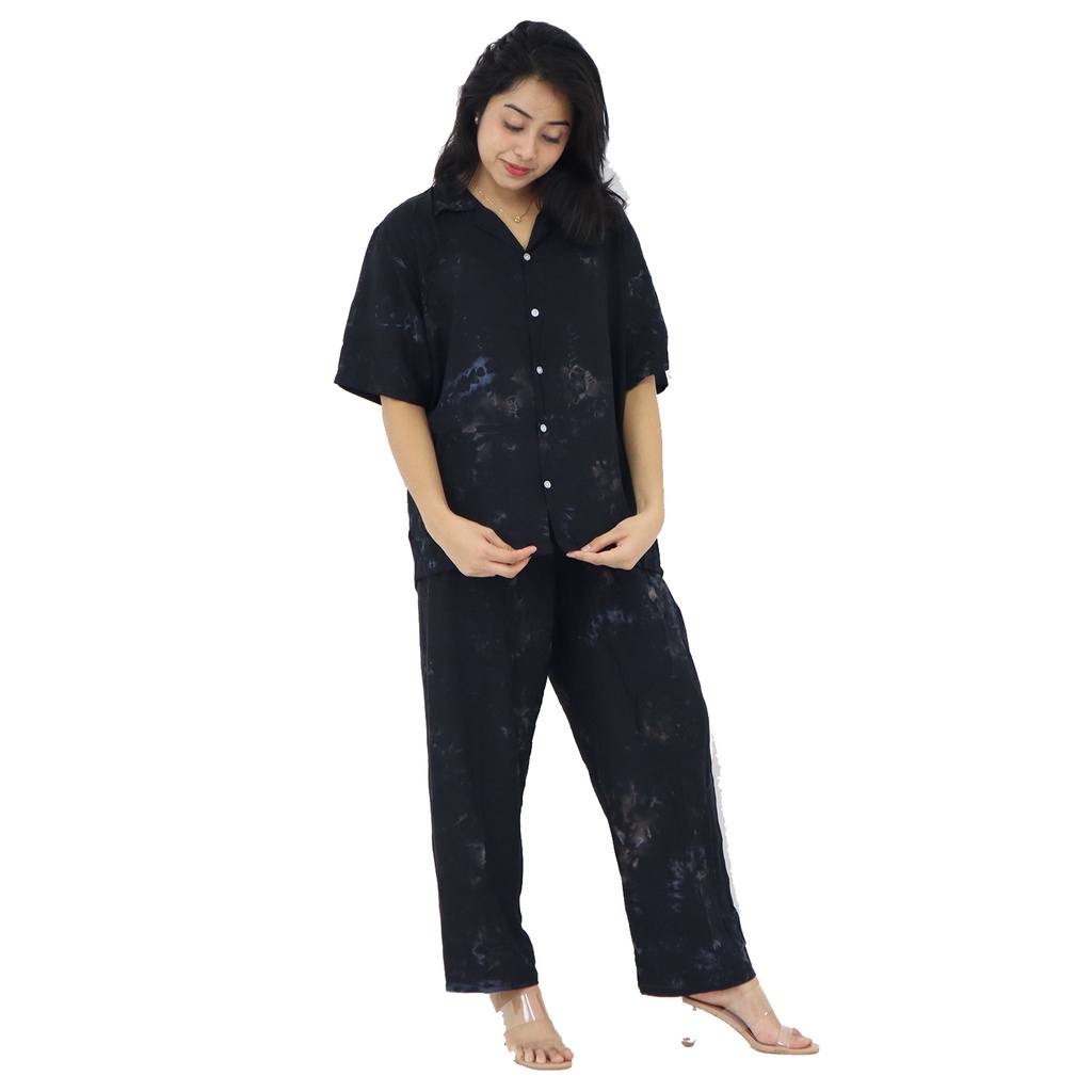 Setelan Piyama Lengan Pendek Rayon | Piyama Katun Rayon | Baju Tidur Wanita