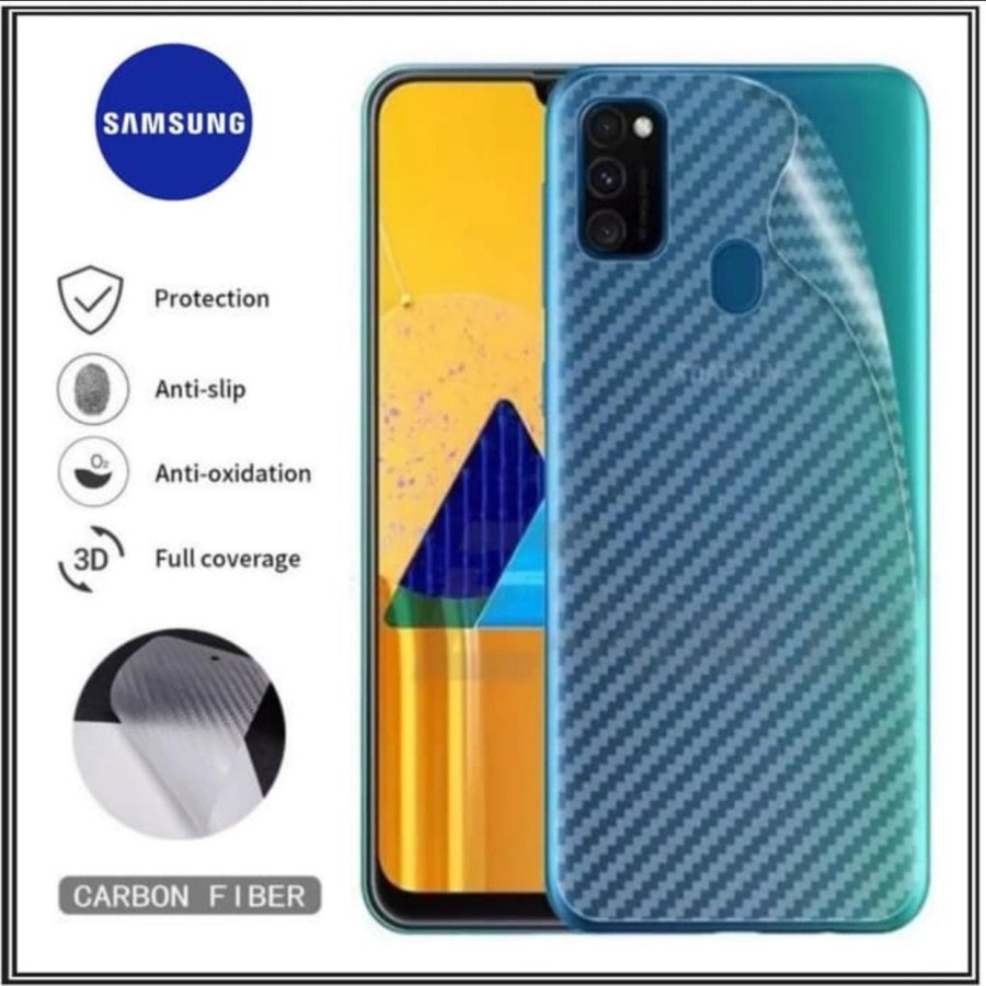 Back skin karbon atau gaskin carbon 3d samsung m30s, anti gores anti jamur anti licin