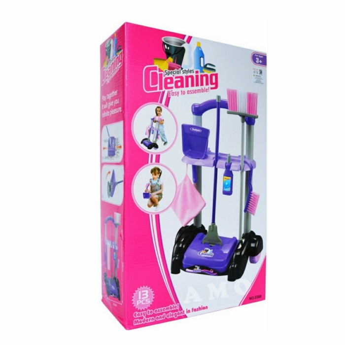 Mainan Alat Kebersihan Anak Mainan Anak Sapu Pel Cleaning Set Trolley