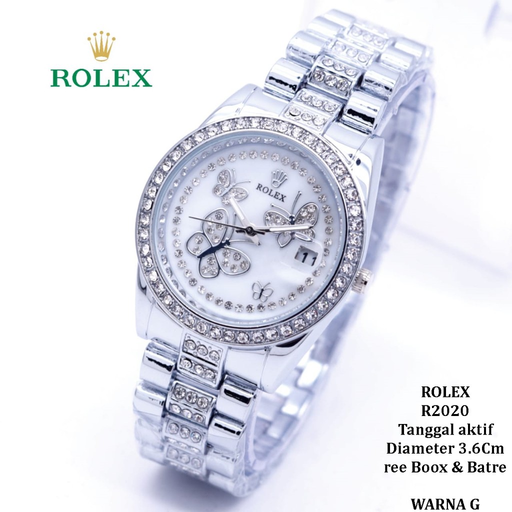 Jam Tangan Wanita/Cewek ROLEX R2020 Tanggal aktif tali rantai