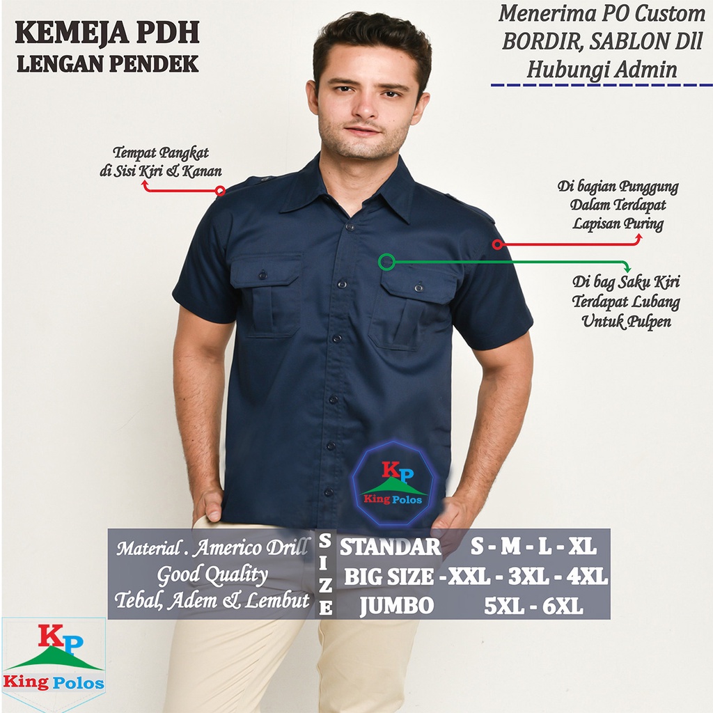 Jual KEMEJA FORMAL LENGAN PENDEK Warna NAVY BLUE | KEMEJA KERJA PNS/ASN ...