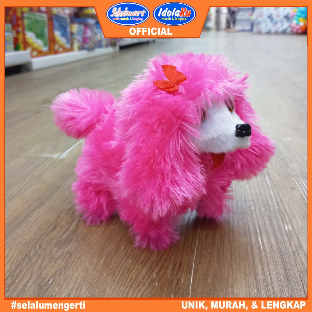 IDOLAKU Mainan anak Boneka anjing Bo bisa jalan dan suara anjing lucu