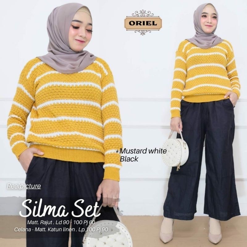 CHESSY SET + KESSIE SET  ( ATASAN + CELANA ) / BEST SELLER / BISA COD-Mustard - black
