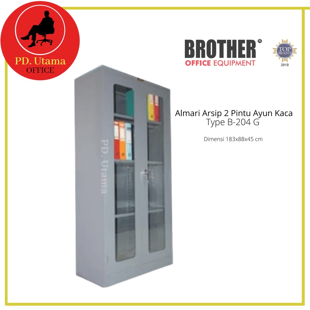 Jual Lemari Tinggi 2 Pintu Ayun Kaca Brother B-204 G Lemari Arsip ...