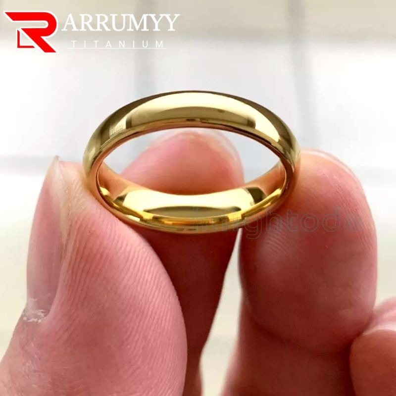 Cincin pria wanita titanoum gold emas couple simpel tunangan nikah anti karat tidak luntur