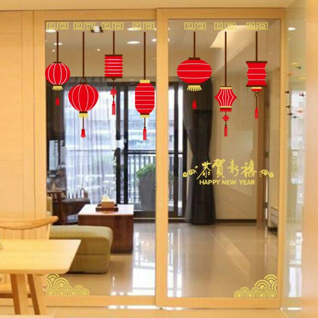 RELIZA Wall Sticker / Stiker Dinding 60X90 Lampion Lentera Chinese New Year Imlek SK9161