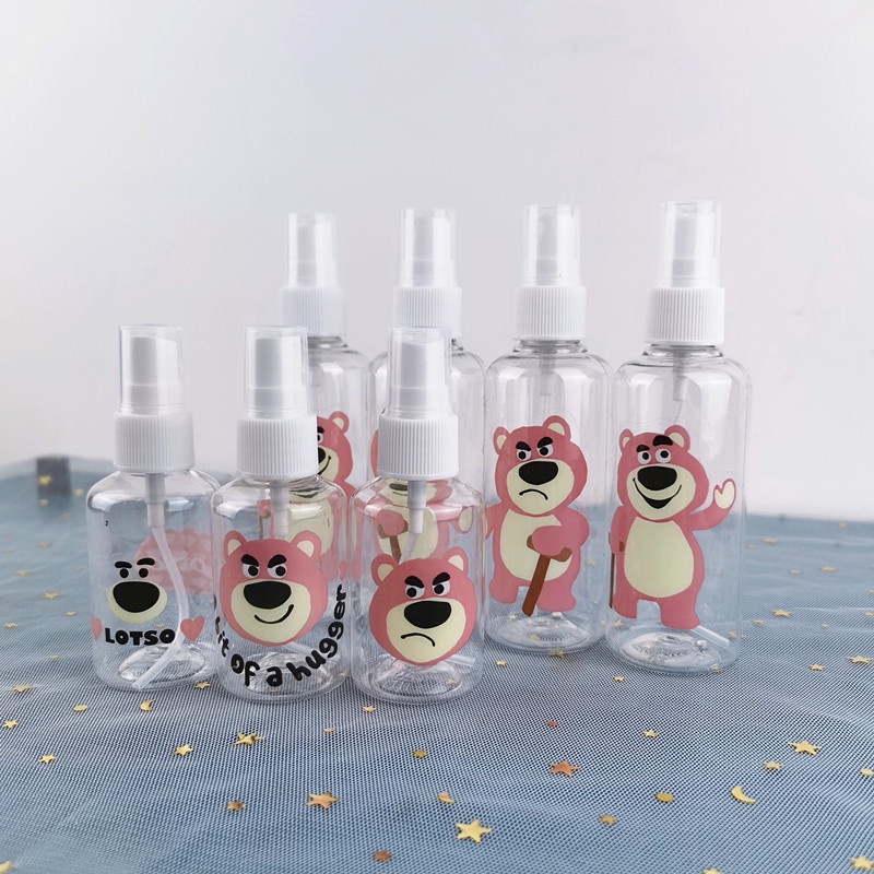 Papaozhu Botol Spray Manyo Kartun Portable 50ml 100ml Untuk Wadah Travel Kosmetik