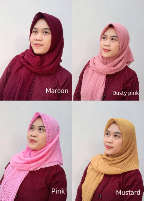 Kerudung Segi Empat Plisket Bella Pleated Press Terbaik