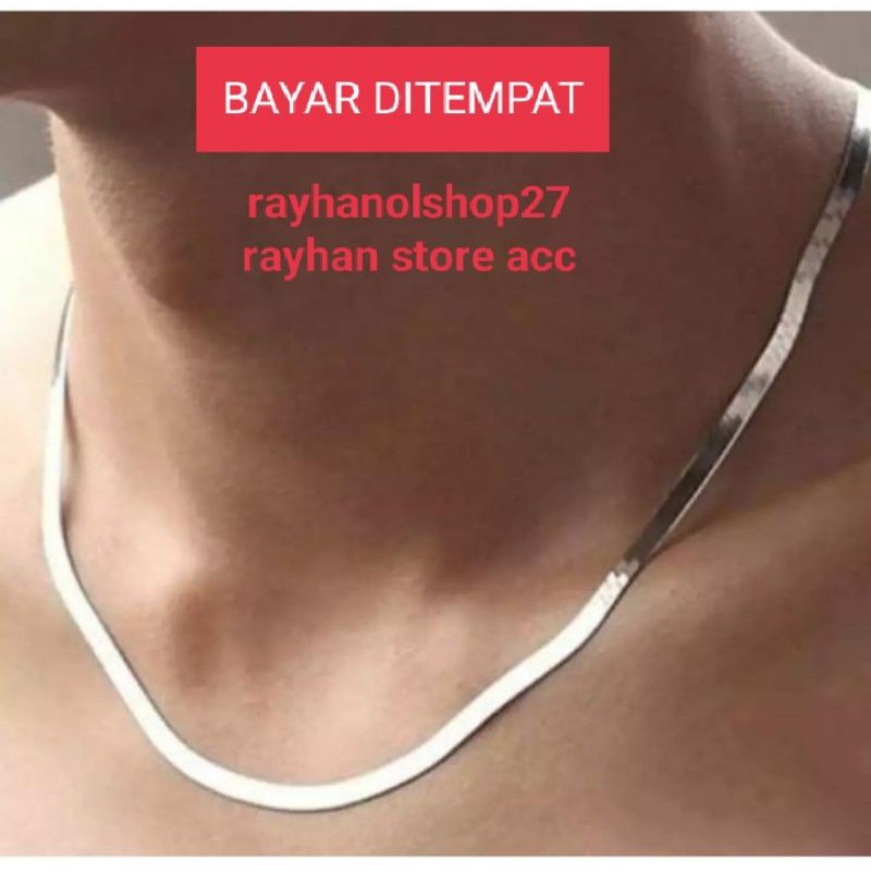 Kalung Belut gepeng SILVER Terbaru