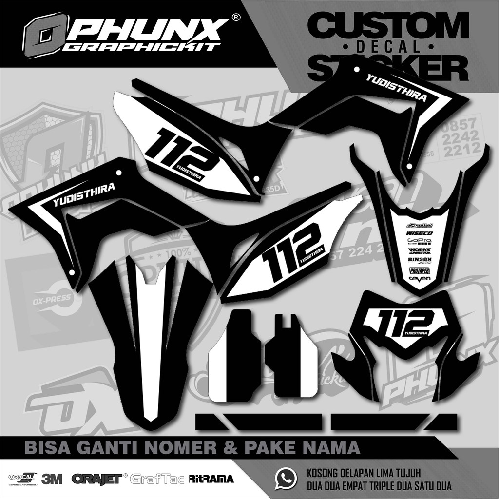 Stiker Decal Crf 150 L Warna Hitam Putih B&amp;W