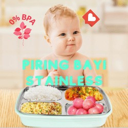 Piring Makan Bayi  /  Dinner Plate Anak Bahan Stainless Steel 4 Sekat