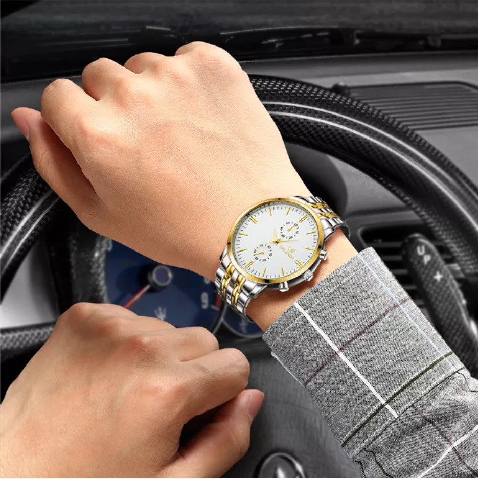 Jam Tangan Pria Orlando TWO TONE Korea Fashion Mens Analog Steel watch Watches