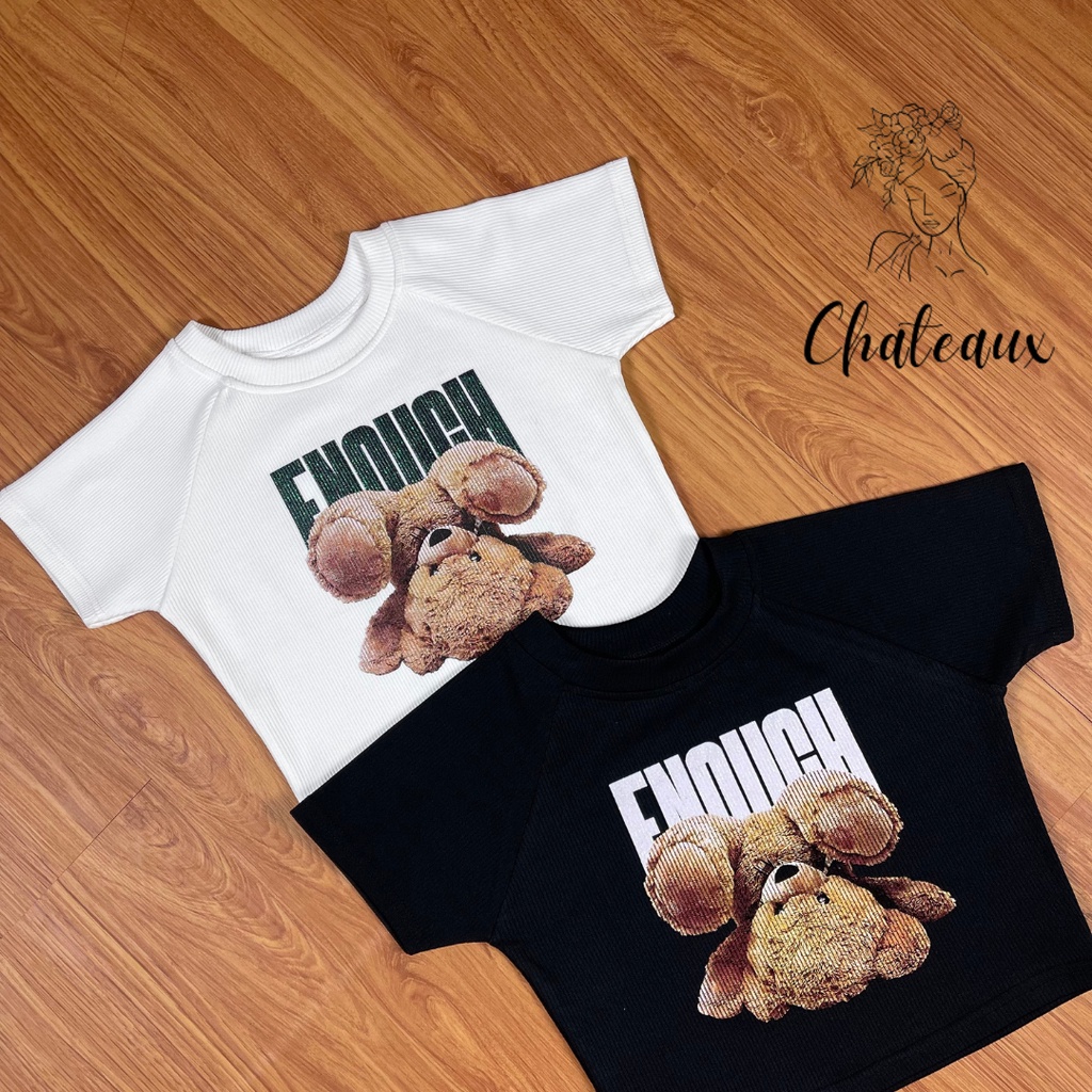 Chateaux | Enough Bear Crop Top - Kaos Rib Wanita