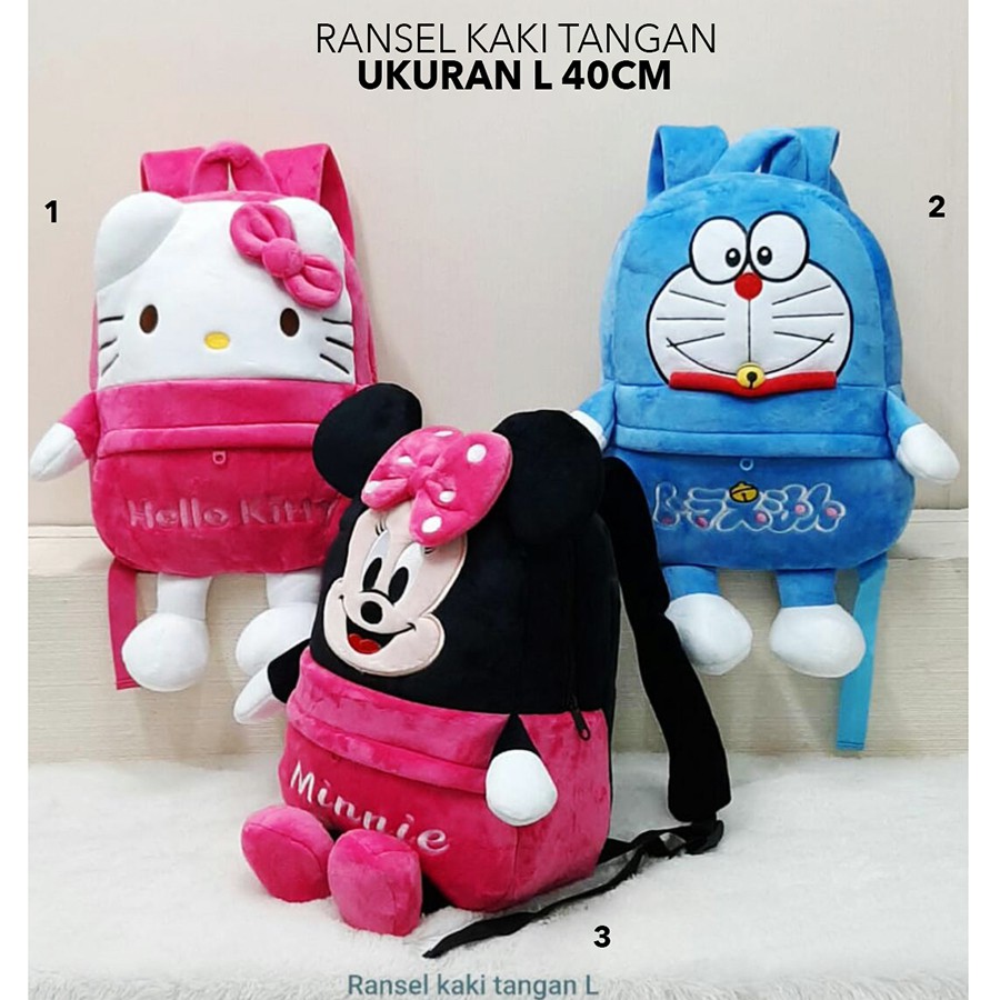 Tas ransel besar uk.40cm untuk sekolah sd smp sma hello Kitty Doraemon minnie superman batman kapten