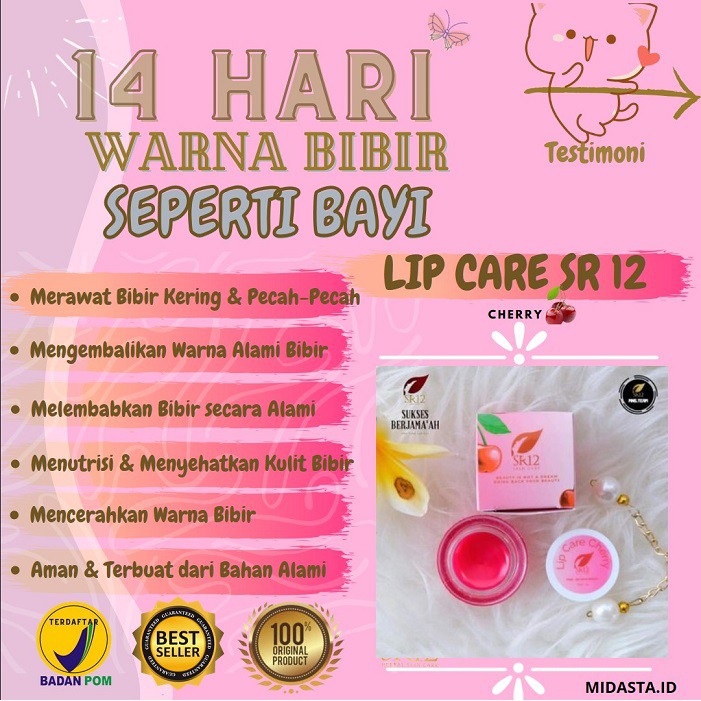 Lip Care Lipcare / Lip Balm Cherry SR12 Pelembab Pemerah Masker Bibir permanen Petroleum Jelly Madu