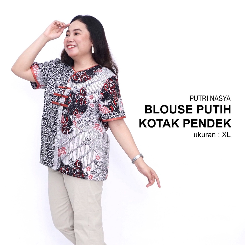 Blouse Big Size Wanita Atasan Batik Jumbo Kerja S-M-L-XL-XXL-3L-4L-5L Model Blus Jumbo Seragam Batik