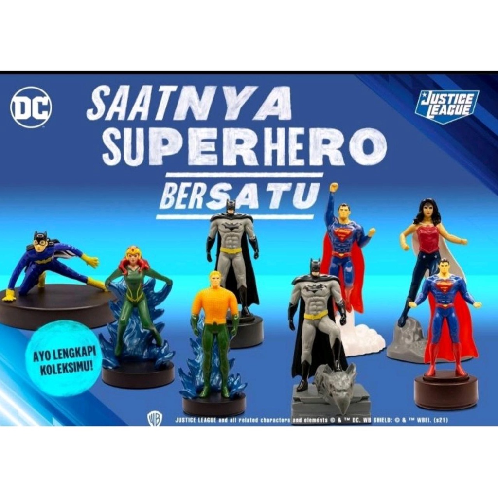 Mainan KFC Action Figure Super hero Justice League Batman Superman Mera