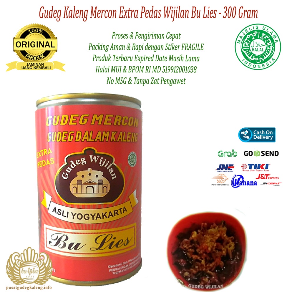 Gudeg Kaleng Mercon Tetelan Sapi Bu Lies Extra Pedas 300 Gram