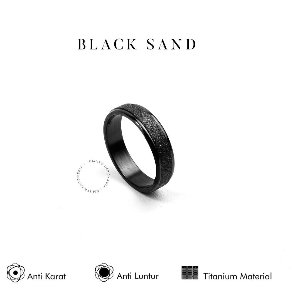 Grosir Pemesanan Emrys Simple Ring Sand Collection Real Titanium Anti Karat Cincin Titanium Pria Wan