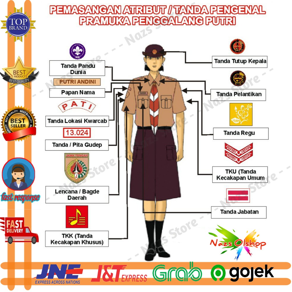 Atribut Tanda Pengenal Pramuka Penggalang Putri Shopee Indonesia