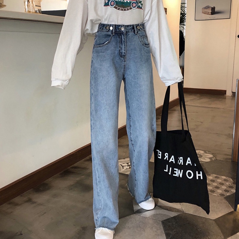 CELANA WANITA KULOT JEANS HIGHWAIST PANJANG KEKINIAN BIRU