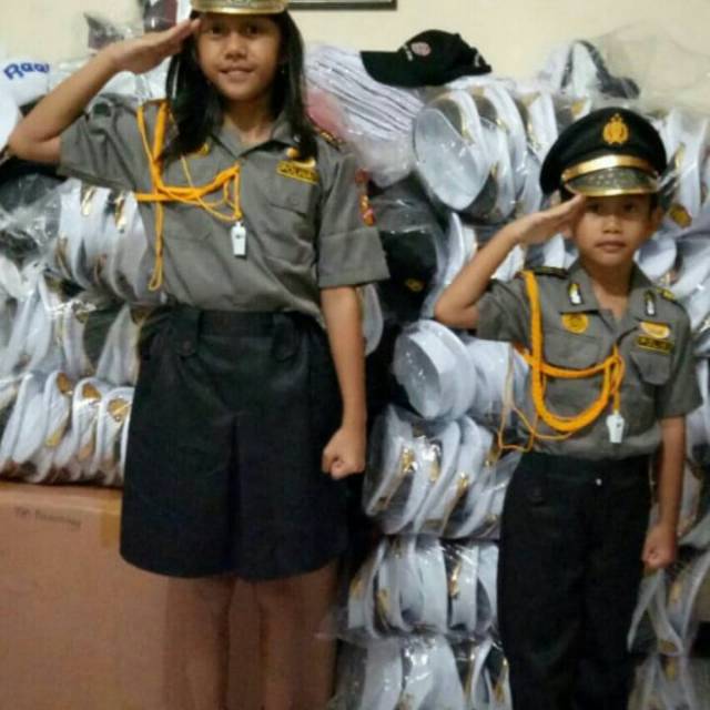 Kostum profesi polisi dsn polwan/kostum karnaval/stelan baju polisi anak2 size 1-4