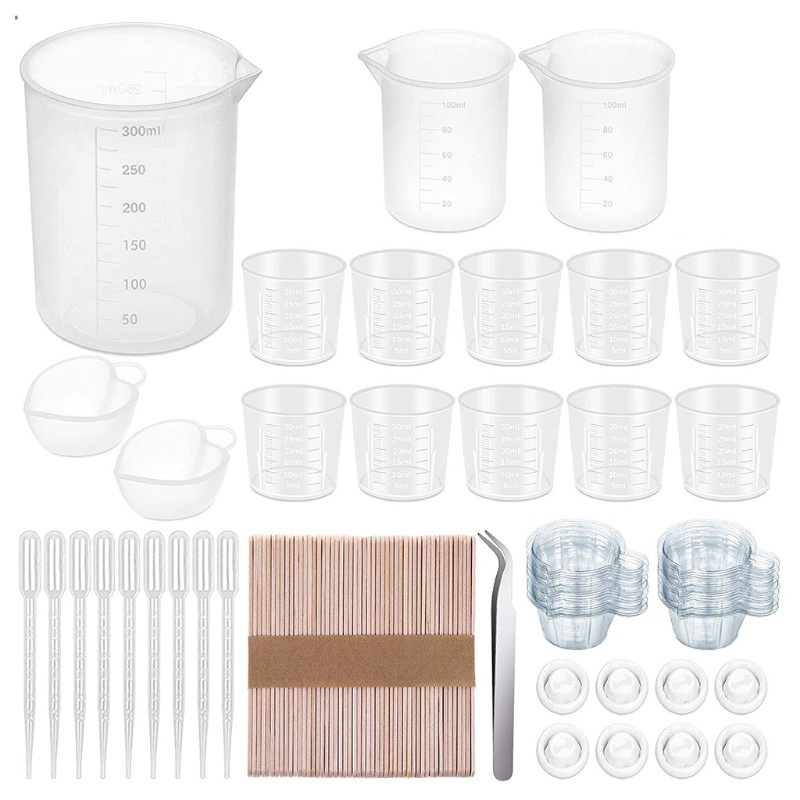 SIY  Resin Silicone Measuring Cup Silicone Mixing Cups Resin Tool Set with Disposable Measuring Cup Resin Epoxy Resin Tool