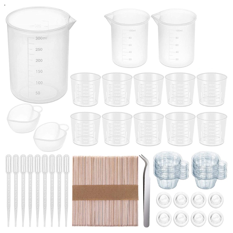 SIY  Resin Silicone Measuring Cup Silicone Mixing Cups Resin Tool Set with Disposable Measuring Cup Resin Epoxy Resin Tool