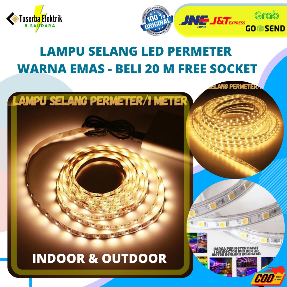 lampu selang led permeter warna kuning beli 20m free sonket/ lampu led selang / lampu selang / led s