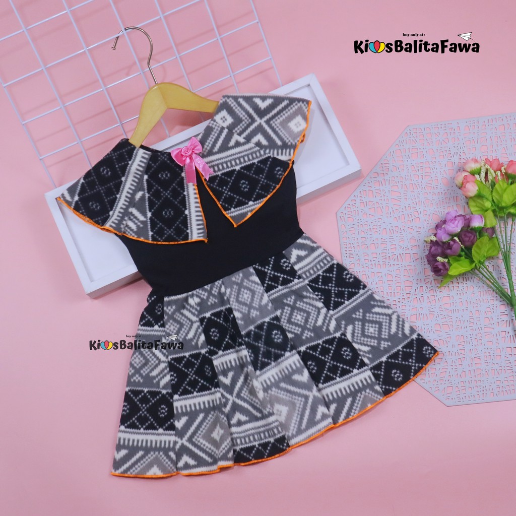 (BAHAN BLUDRU) Dress Yolla size 1-2 Tahun / Dres Cape Anak Perempuan Murah Baju Kensi Cewek Natal