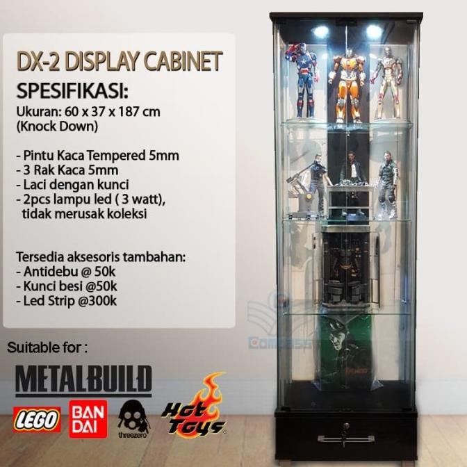Lemari Hias 3 Rak Kaca Display Hot Toys Etalase Kristal Pajangan Tas