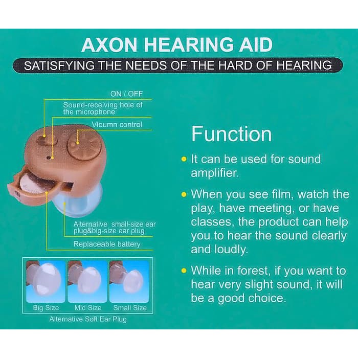 DSA  Alat Bantu Dengar K86 ITE On Off Hearing Aid Axon  .